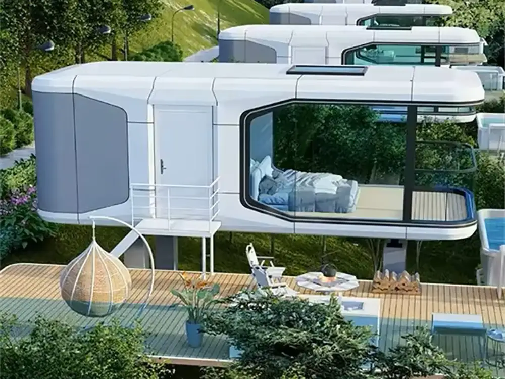 Prefab Capsule House Panoramic Window Design Feature