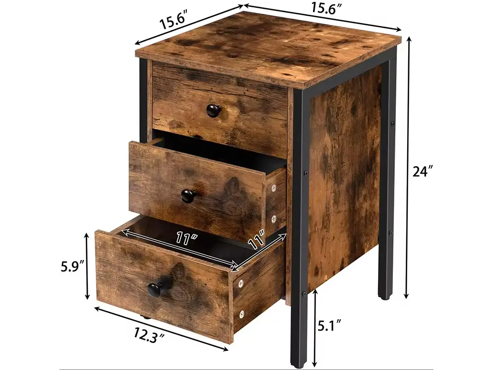 Steel Wooden Nightstand